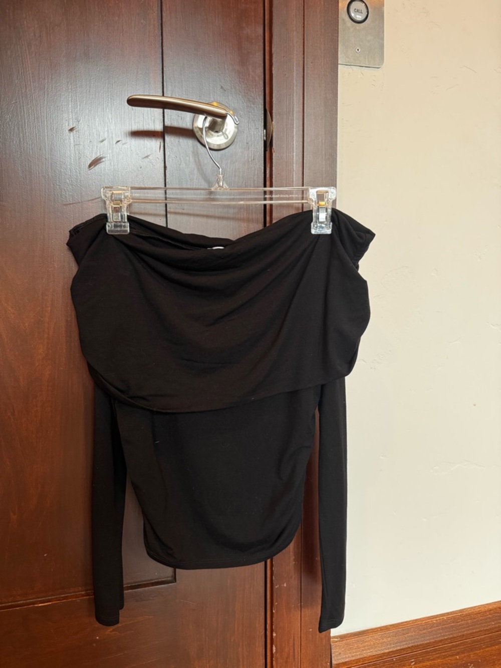 Reformation Black Off-Shoulder Long Sleeve Top